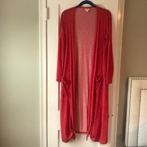 Orange striped LuLaRoe Sarah sweater size S EUC